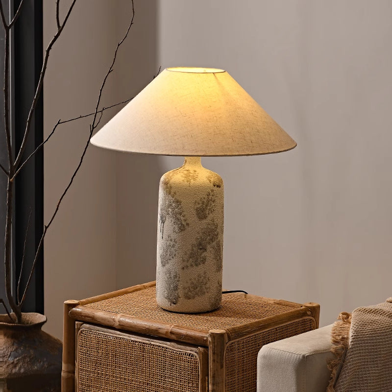 Traditionelle Vintage Keramik Stoffkegel Tischlampe mit 1 Licht für Wohnzimmer und Schlafzimmer 