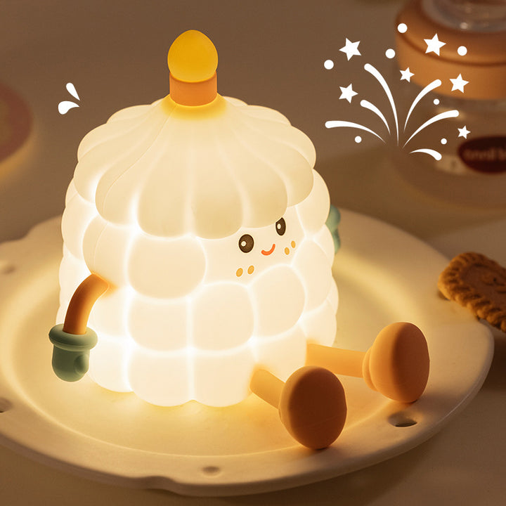 Lampe de table à LED rechargeable en silicone ABS créatif contemporain mignon pour gâteau d&