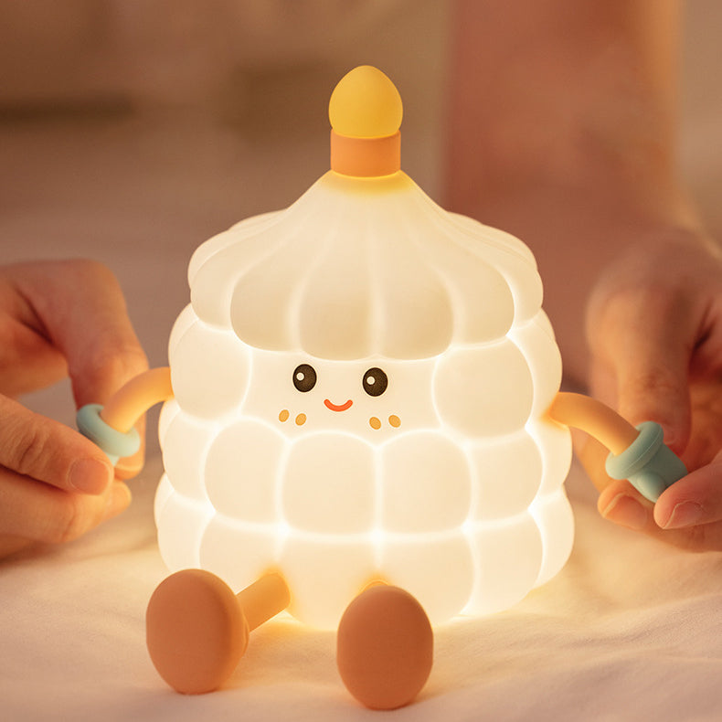 Zeitgenössische kreative Silikon ABS niedliche Geburtstagskuchen LED wiederaufladbare Nachtlicht Tischlampe für Schlafzimmer 