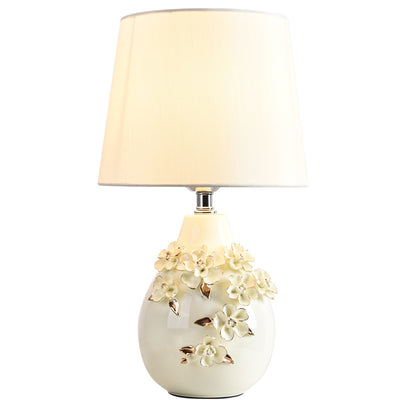 Lampe de table contemporaine nordique en céramique avec colonne florale à 1 lumière pour chambre et salon 