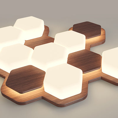 Contemporary Scandinavian Iron And Acrylic Hexagonal Block Geometric LED Flush Mount Ceiling Light For Living Room And Bedroom