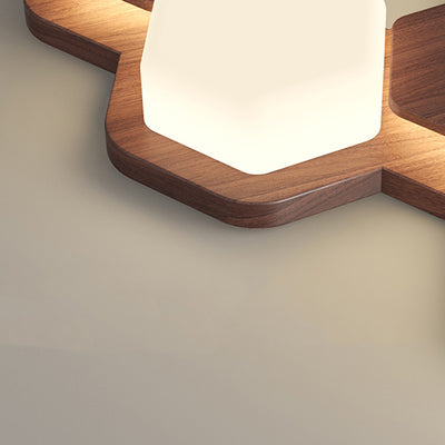 Contemporary Scandinavian Iron And Acrylic Hexagonal Block Geometric LED Flush Mount Ceiling Light For Living Room And Bedroom