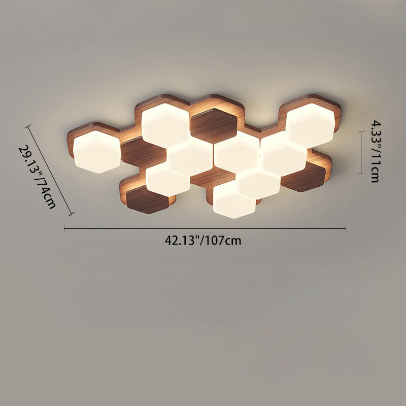 Contemporary Scandinavian Iron And Acrylic Hexagonal Block Geometric LED Flush Mount Ceiling Light For Living Room And Bedroom
