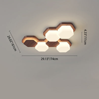 Contemporary Scandinavian Iron And Acrylic Hexagonal Block Geometric LED Flush Mount Ceiling Light For Living Room And Bedroom