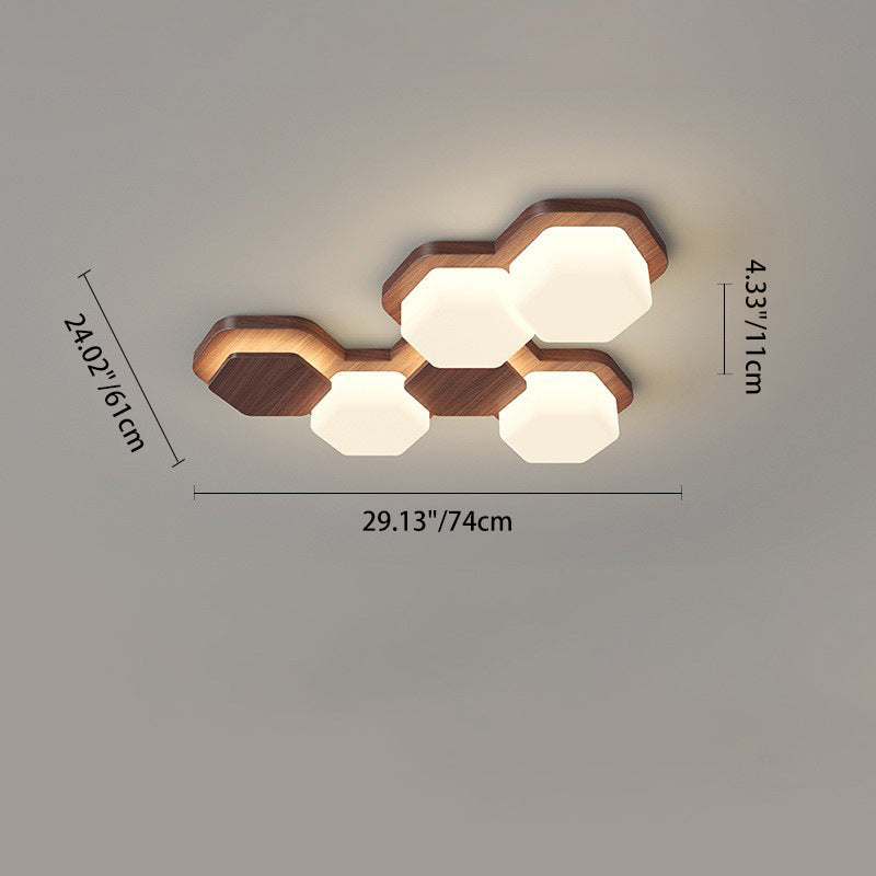 Contemporary Scandinavian Iron And Acrylic Hexagonal Block Geometric LED Flush Mount Ceiling Light For Living Room And Bedroom