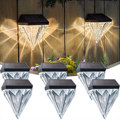 Lampadaire mural extérieur à LED en diamant ABS et PS étanche à l'énergie solaire de simplicité moderne pour jardin et patio extérieur 