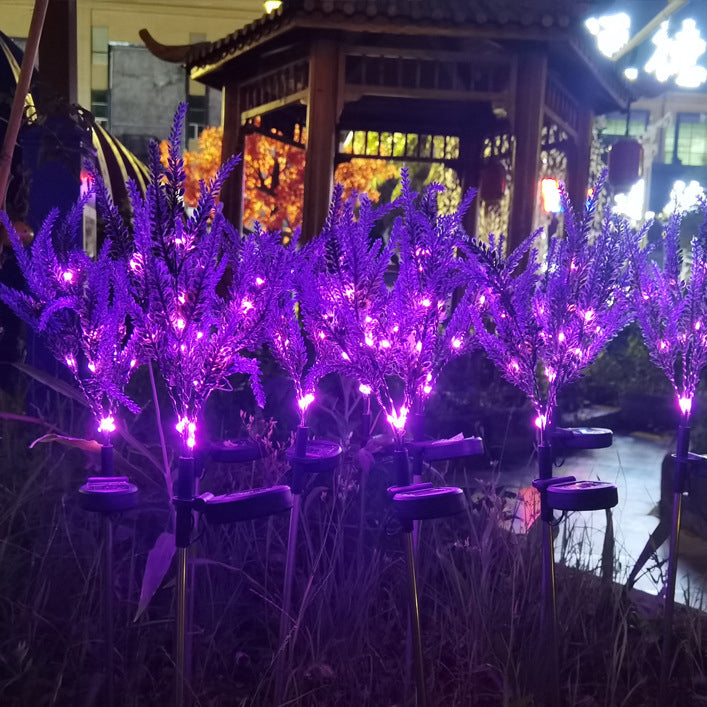 Art déco moderne solaire étanche en acier inoxydable PC &amp; ABS faux lavande LED éclairage extérieur pour jardin et patio extérieur 
