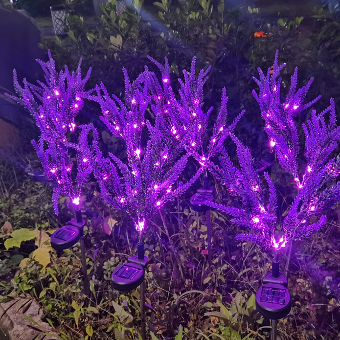 Art déco moderne solaire étanche en acier inoxydable PC &amp; ABS faux lavande LED éclairage extérieur pour jardin et patio extérieur 