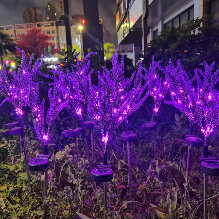 Art déco moderne solaire étanche en acier inoxydable PC &amp; ABS faux lavande LED éclairage extérieur pour jardin et patio extérieur 