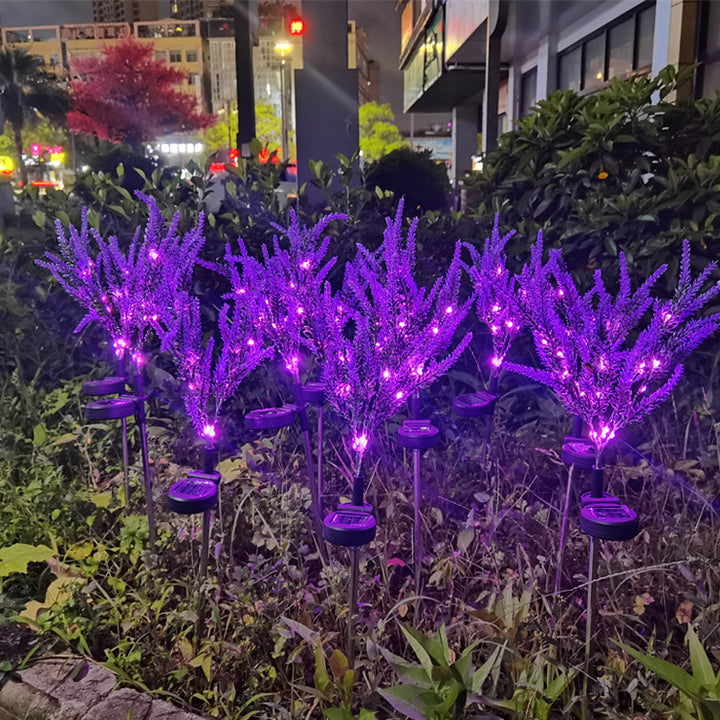 Art déco moderne solaire étanche en acier inoxydable PC &amp; ABS faux lavande LED éclairage extérieur pour jardin et patio extérieur 