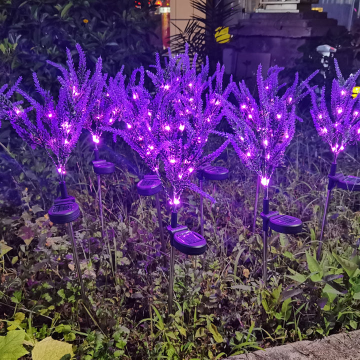Art déco moderne solaire étanche en acier inoxydable PC &amp; ABS faux lavande LED éclairage extérieur pour jardin et patio extérieur 