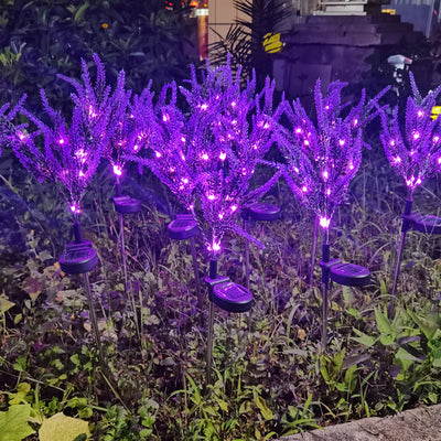 モダンアールデコソーラー防水ステンレススチールPC & ABSフェイクラベンダーLED屋外ライトランドスケープ照明ガーデン＆アウトドアパティオ用 