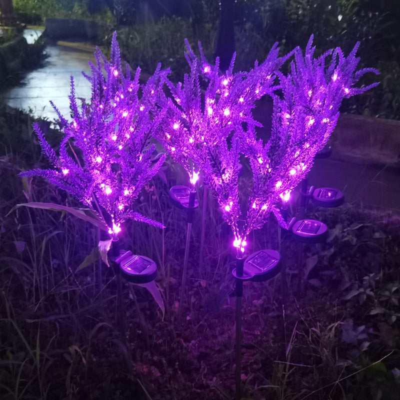 Art déco moderne solaire étanche en acier inoxydable PC &amp; ABS faux lavande LED éclairage extérieur pour jardin et patio extérieur 
