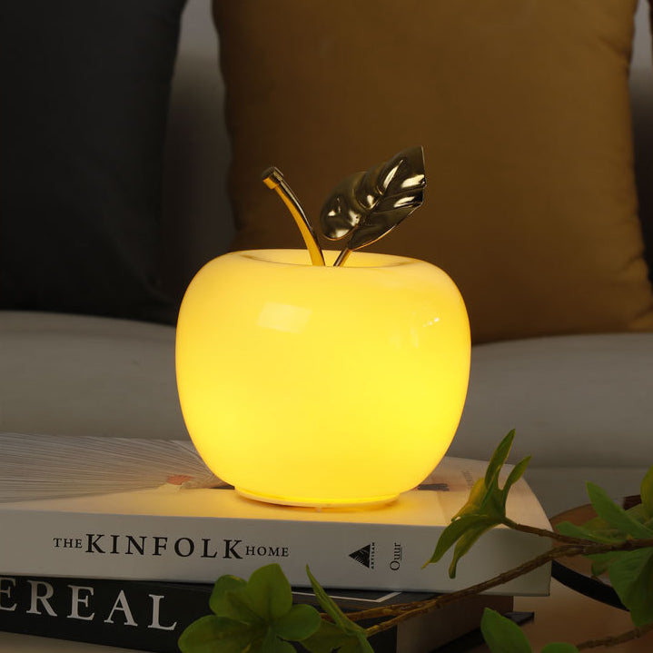Contemporary Creative Battery Iron &amp; Glass Apple-Shaped LED Table Lamp Night Light For Bedroom
