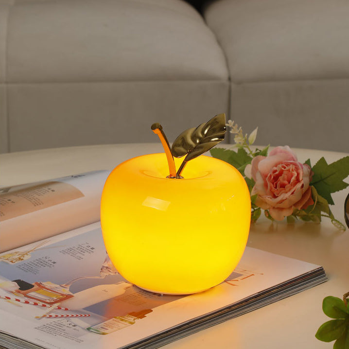 Contemporary Creative Battery Iron &amp; Glass Apple-Shaped LED Table Lamp Night Light For Bedroom