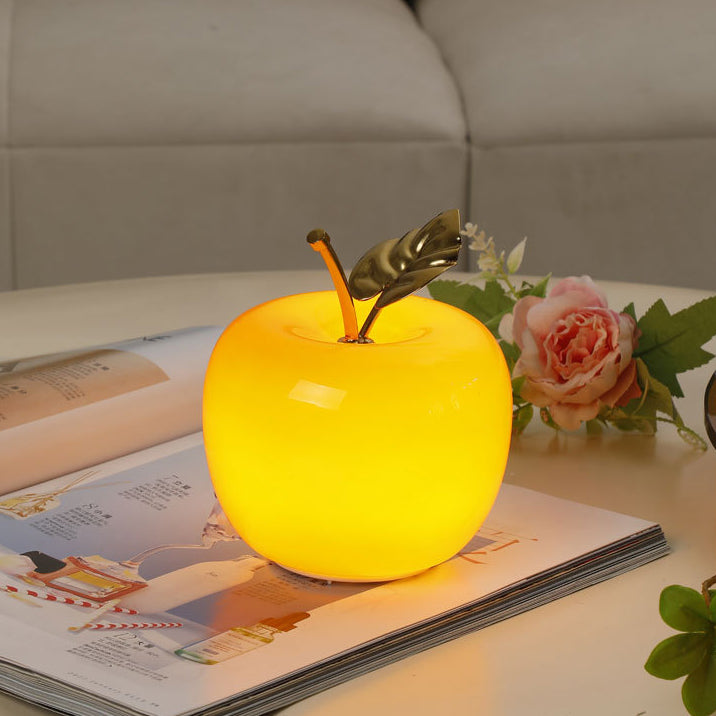 Contemporary Creative Battery Iron &amp; Glass Apple-Shaped LED Table Lamp Night Light For Bedroom