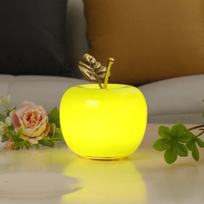Contemporary Creative Battery Iron &amp; Glass Apple-Shaped LED Table Lamp Night Light For Bedroom