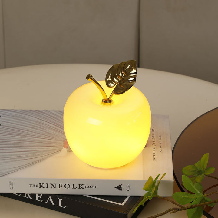 Contemporary Creative Battery Iron &amp; Glass Apple-Shaped LED Table Lamp Night Light For Bedroom