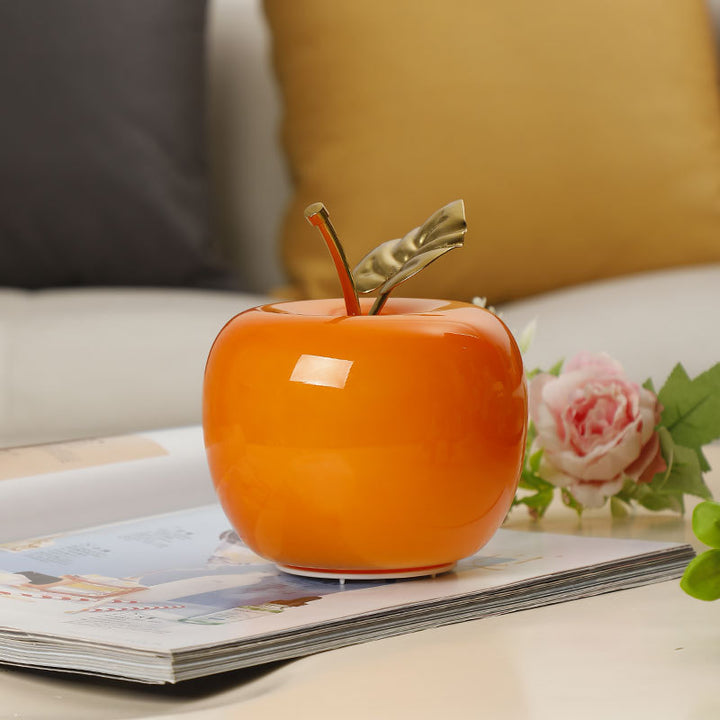 Contemporary Creative Battery Iron &amp; Glass Apple-Shaped LED Table Lamp Night Light For Bedroom