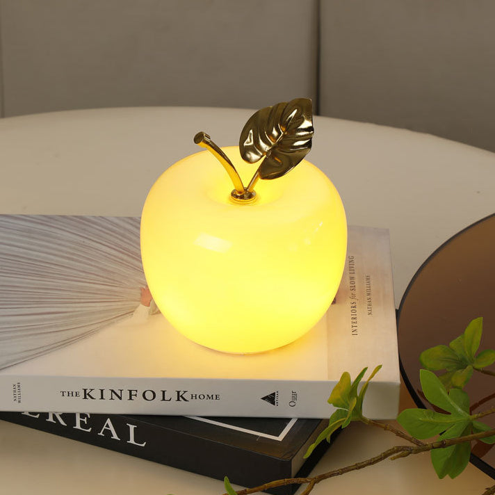 Contemporary Creative Battery Iron &amp; Glass Apple-Shaped LED Table Lamp Night Light For Bedroom
