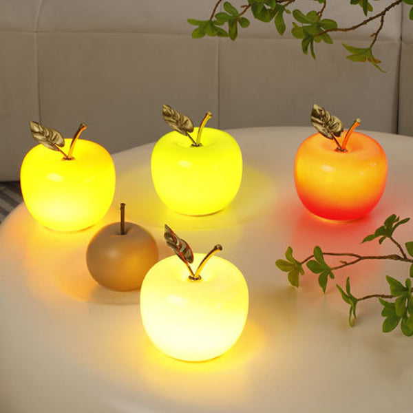Contemporary Creative Battery Iron &amp; Glass Apple-Shaped LED Table Lamp Night Light For Bedroom
