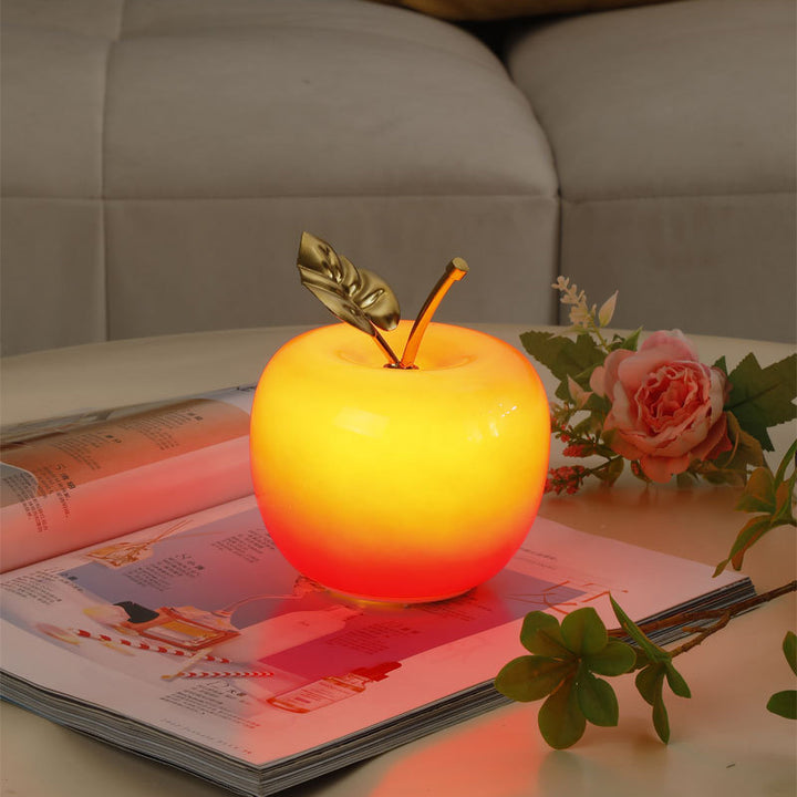 Contemporary Creative Battery Iron &amp; Glass Apple-Shaped LED Table Lamp Night Light For Bedroom