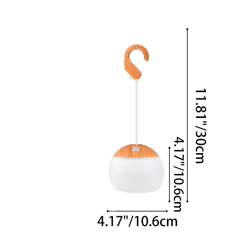 Contemporary Nordic Rechargeable Waterproof ABS &amp; TPR Woodgrain Semi-Circular Lantern-Style LED Camping Outdoor Light For Outdoor Patio