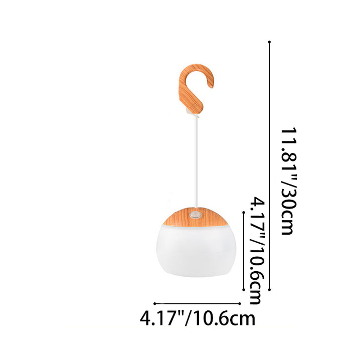 Contemporary Nordic Rechargeable Waterproof ABS &amp; TPR Woodgrain Semi-Circular Lantern-Style LED Camping Outdoor Light For Outdoor Patio