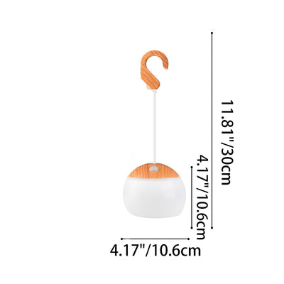 Lanterne LED de camping extérieure contemporaine nordique rechargeable étanche en ABS & TPR à grain de bois semi-circulaire pour patio extérieur 
