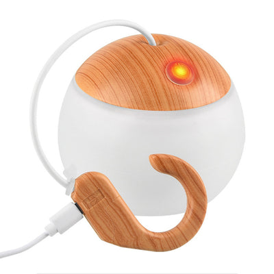 Lanterne LED de camping extérieure contemporaine nordique rechargeable étanche en ABS & TPR à grain de bois semi-circulaire pour patio extérieur 
