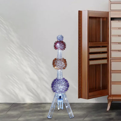 Zeitgenössische kreative Weberei Aluminiumdraht-Turm & Blumenball LED Stehende Stehlampe für Schlafzimmer & Wohnzimmer 