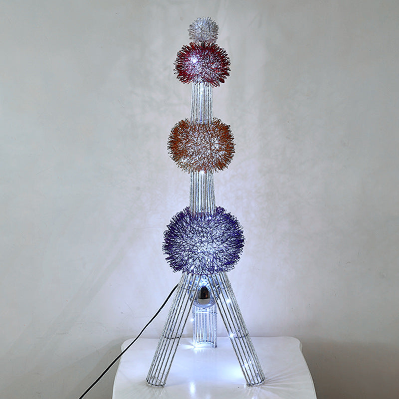 Zeitgenössische kreative Weberei Aluminiumdraht-Turm & Blumenball LED Stehende Stehlampe für Schlafzimmer & Wohnzimmer 
