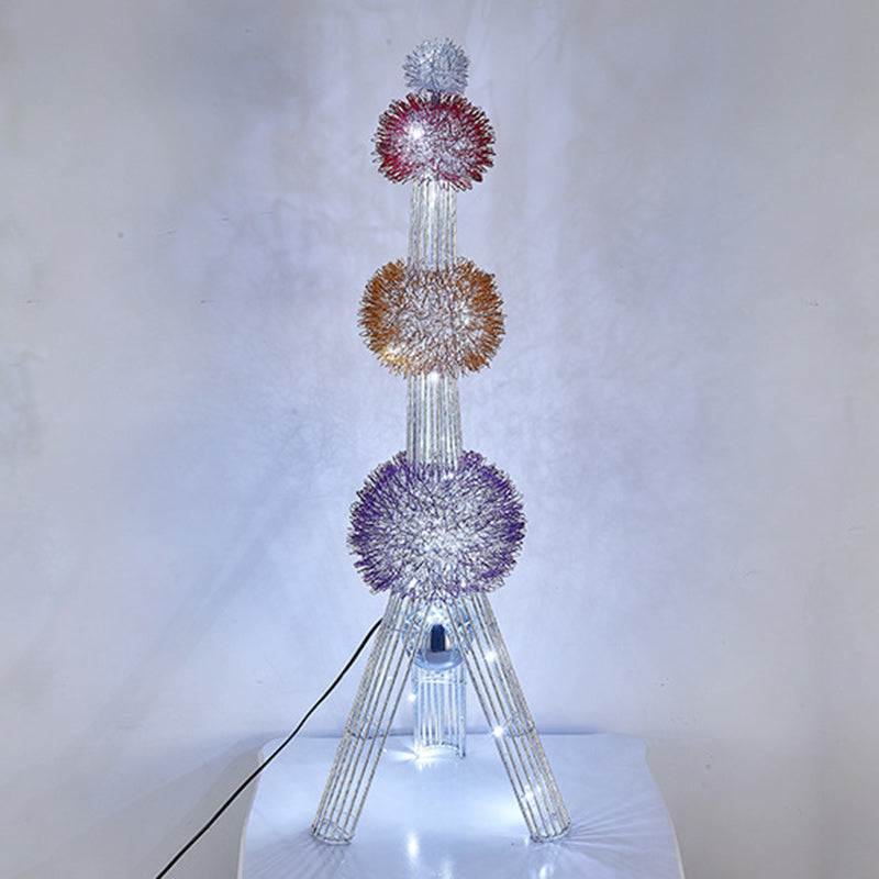 Zeitgenössische kreative Weberei Aluminiumdraht-Turm & Blumenball LED Stehende Stehlampe für Schlafzimmer & Wohnzimmer 