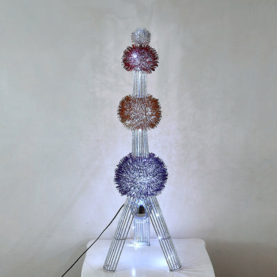 Zeitgenössische kreative Weberei Aluminiumdraht-Turm & Blumenball LED Stehende Stehlampe für Schlafzimmer & Wohnzimmer 