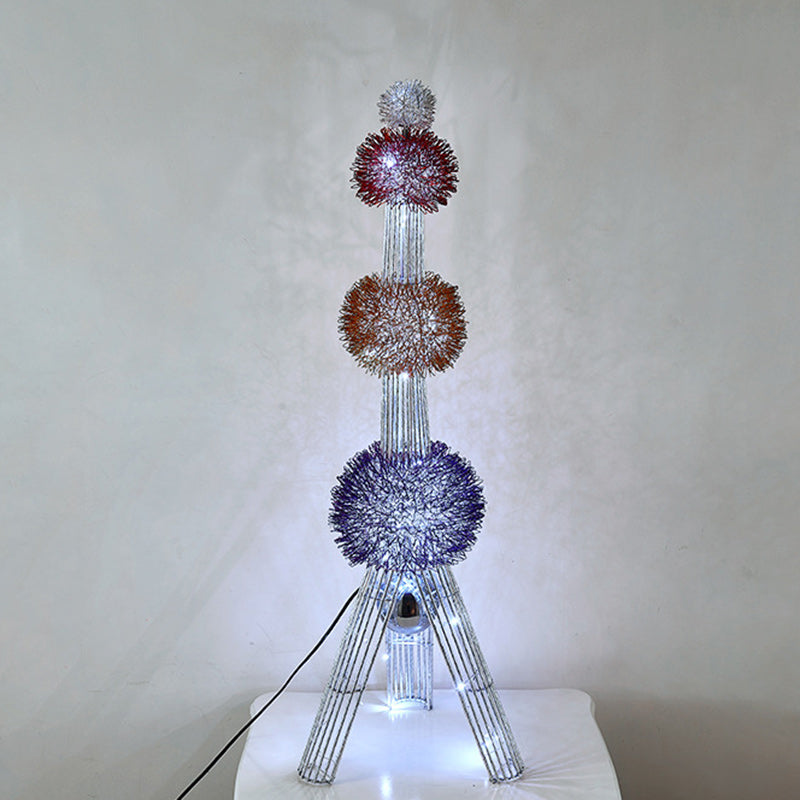 Zeitgenössische kreative Weberei Aluminiumdraht-Turm & Blumenball LED Stehende Stehlampe für Schlafzimmer & Wohnzimmer 