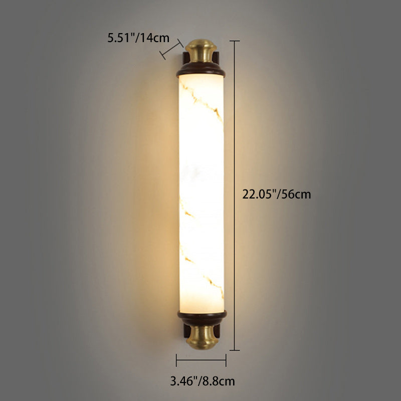 Applique murale LED en laiton chinois traditionnel, bois Wujin et imitation marbre en forme de barre pour chambre et salon 