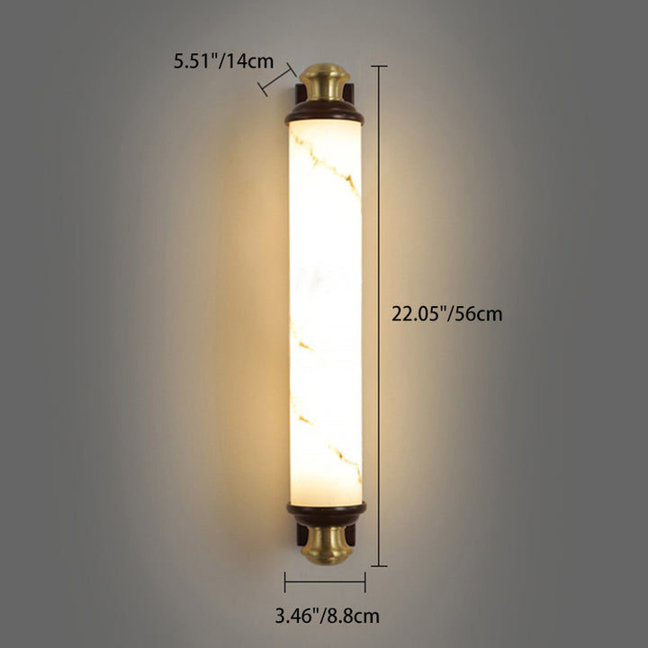 Applique murale LED en laiton chinois traditionnel, bois Wujin et imitation marbre en forme de barre pour chambre et salon 