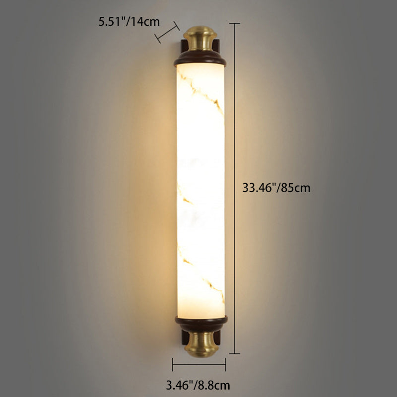 Applique murale LED en laiton chinois traditionnel, bois Wujin et imitation marbre en forme de barre pour chambre et salon 