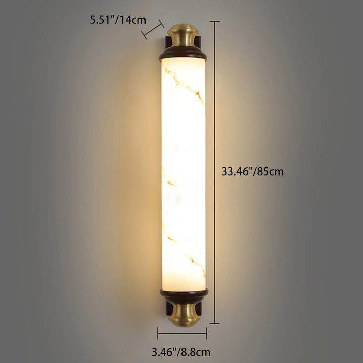 Applique murale LED en laiton chinois traditionnel, bois Wujin et imitation marbre en forme de barre pour chambre et salon 