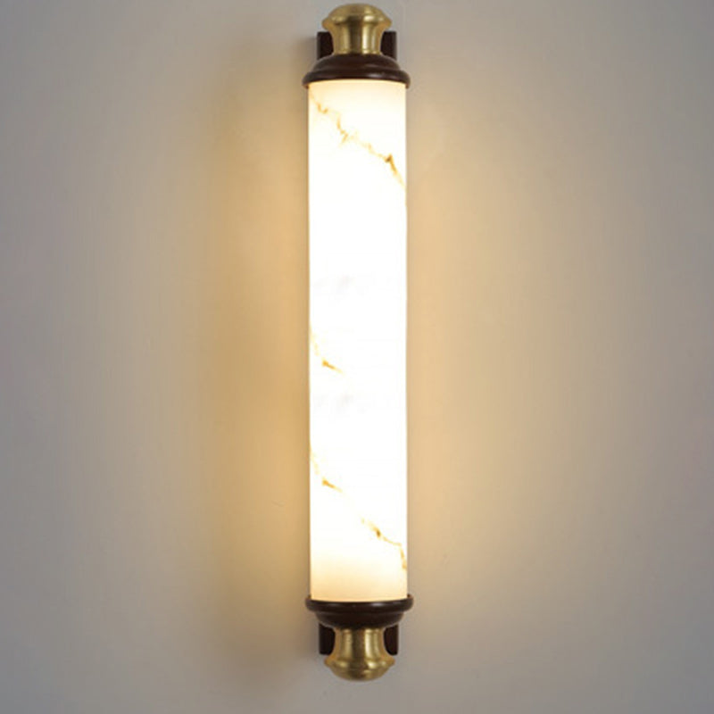Applique murale LED en laiton chinois traditionnel, bois Wujin et imitation marbre en forme de barre pour chambre et salon 