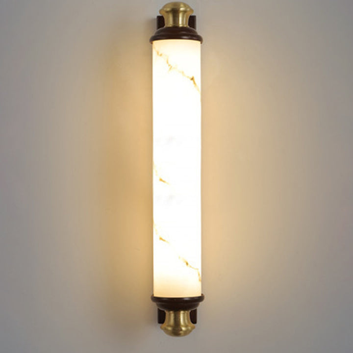 Applique murale LED en laiton chinois traditionnel, bois Wujin et imitation marbre en forme de barre pour chambre et salon 