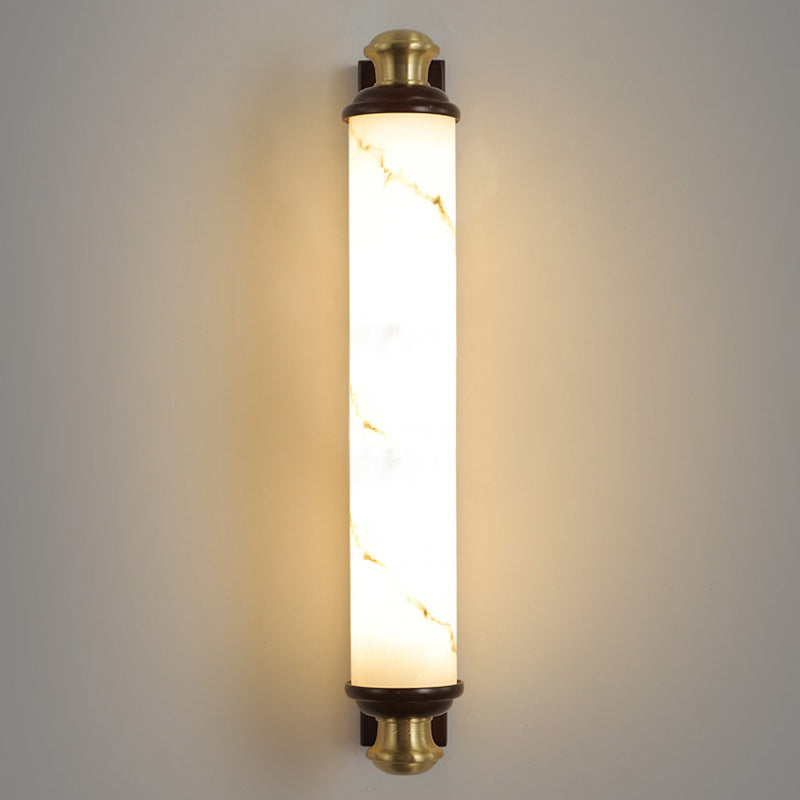 Applique murale LED en laiton chinois traditionnel, bois Wujin et imitation marbre en forme de barre pour chambre et salon 