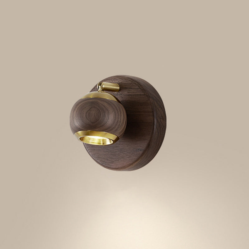 Zeitgenössische Retro Walnuss Aluminium Kugelförmige Verstellbare LED Wandleuchte Spotlampe Für das Bett 