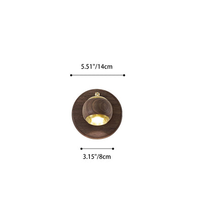 Zeitgenössische Retro Walnuss Aluminium Kugelförmige Verstellbare LED Wandleuchte Spotlampe Für das Bett 