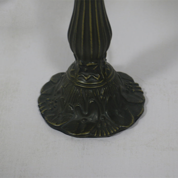 Lampe de table traditionnelle en verre Tiffany et dôme en diamant en alliage de zinc 1 lumière pour chambre et salon 