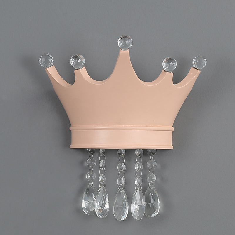 Lámpara de aplique de pared LED con corona de cristal de resina creativa contemporánea para niños para la mesita de noche 