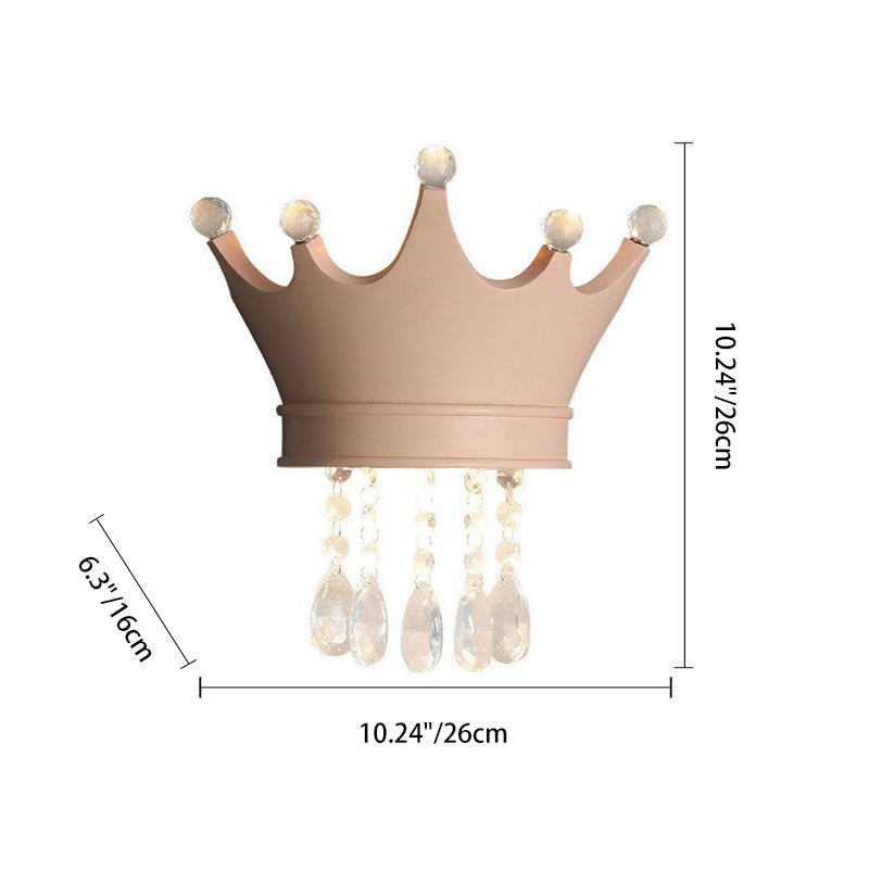 Lámpara de aplique de pared LED con corona de cristal de resina creativa contemporánea para niños para la mesita de noche 