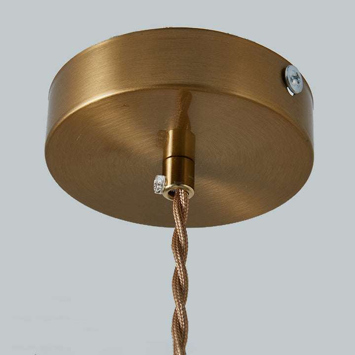 Traditional Vintage Natural Jade Glass Metal Sphere UFO 1-Light Pendant Light For Dining Room