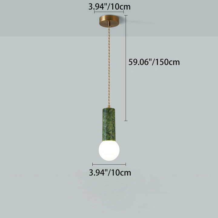 Traditional Vintage Natural Jade Glass Metal Sphere UFO 1-Light Pendant Light For Dining Room