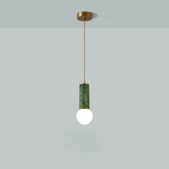 Traditional Vintage Natural Jade Glass Metal Sphere UFO 1-Light Pendant Light For Dining Room